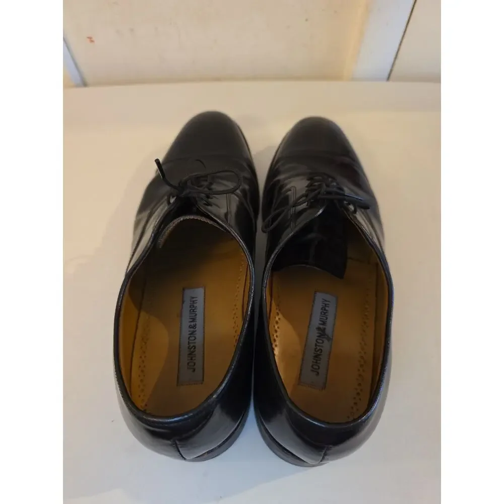 Johnston & Murphy 24-93110 Mens Black Leather Cap Toe Oxford Dress Shoes Sz 10D